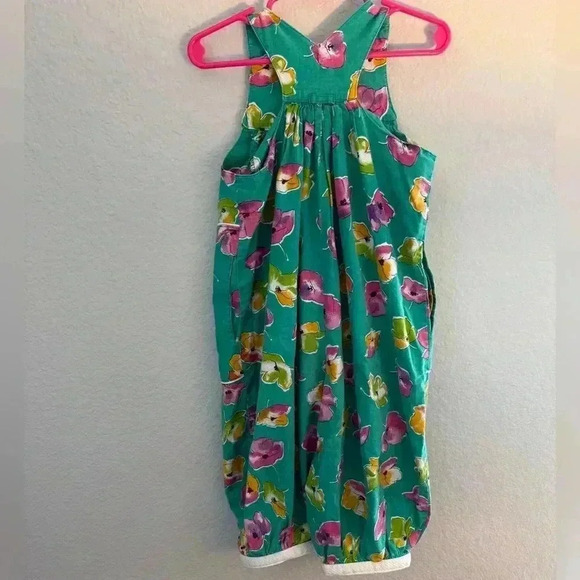 Vintage Baby Cary Jumpsuit Size 4T Green Floral Retro Pockets Made in USA - Picture 4 of 4